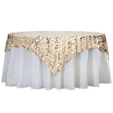 Sequin 72"x72" Table Overlay Square Tablecloth Champagne - Big Payette Table Cover