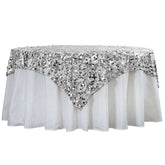 Sequin 72"x72" Table Overlay Square Tablecloth Silver - Big Payette Table Cover