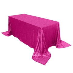 Sequin 90"x132" Rectangle Tablecloth Fuchsia - Seamless Sparkly Table Cover