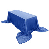 Sequin 90"x156" Rectangle Tablecloth Royal Blue - Seamless Twinkling Table Cover