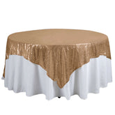 Sequin 90"x90" Table Overlay Square Tablecloth Gold - Sparkly Design for Stylish Celebrations