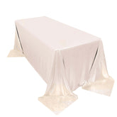 Sequin Dots Polyester 90"x132" Rectangle Tablecloth Shimmering Beige - Seamless, Glittering & Wrinkle Free Table Cover