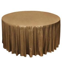 Sequin Dots Polyester Round 120" Tablecloth Antique Gold - Wrinkle Free & Sparkling Table Cover