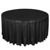 Sequin Dots Polyester Round 120" Tablecloth Black - Wrinkle Free & Sparkling Table Cover