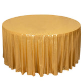 Sequin Dots Polyester Round 120" Tablecloth Gold - Wrinkle Free & Sparkling Table Cover for Stylish Event Decor