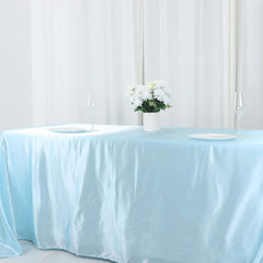 Satin Rectangular 90"x132" Tablecloth Light Blue Satin - Seamless Table Cover