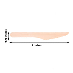 100-Pack Birchwood Knives Natural - Eco Friendly Biodegradable Wooden Utensils for Rustic Themes & Outdoor Parties 7"