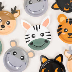 Set of 25 Paper 7" Round Plates Assorted Animal Print - Durable 300GSM Disposable Wildlife Jungle-Inspired Appetizer Dessert Party Plates for Themed Events