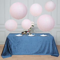 Set of 6 Blush Hanging Paper Lanterns, Chinese Sky Lanterns, Assorted Sizes - 16", 20", 24"