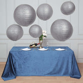 Set of 6 Silver Hanging Paper Lanterns, Chinese Sky Lanterns, Assorted Sizes - 16", 20", 24"
