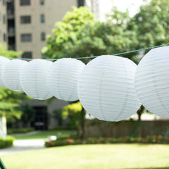 Set of 8 White Hanging Paper Lanterns, Decorative Round Chinese Sky Lanterns, Assorted Sizes - 6",8",10",14"