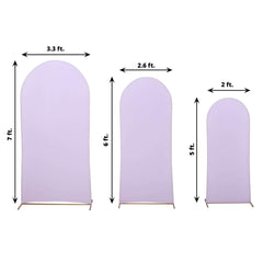 Set of 3 Matte Lavender Lilac Spandex Fitted Chiara Backdrop Stand Covers For Round Top Wedding Arch - 5ft, 6ft, 7ft