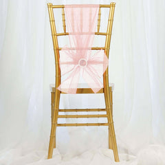 5 Pack Organza Chair Sashes Blush - Reusable Sheer Chair Bows 6"x108"