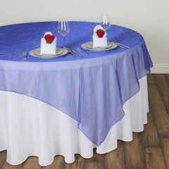 Organza 60"x60" Square Table Overlay Royal Blue - Sheer Finish Table Topper