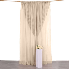 Nude Chiffon Polyester Event Curtain Drapes, Dual Layer Divider Backdrop Curtain Panels with Rod Pockets - 10ftx10ft