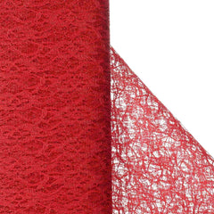 54"x15 Yards Red Floral Lace Shimmer Tulle Fabric Bolt