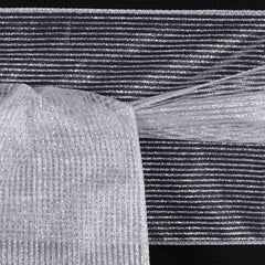 5 Pack Organza Chair Sashes Silver - Sheer Reusable Pinstripe Chair Bows Sparkly Event Décor 7"x108"
