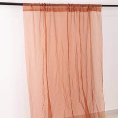 5ftx32ft Premium Terracotta (Rust) Chiffon Curtain Panel, Durable Flame Resistant Backdrop Ceiling Drapery With Rod Pocket