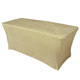 Shimmer Tinsel Spandex 72"x30" Rectangle Tablecloth Metallic Champagne Glittered Shiny Stretch Table Cover