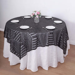 Sequin 72" Table Overlay Square Tablecloth Black - Diamond Glitz Table Cover