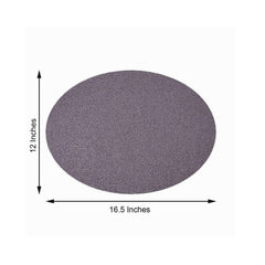 6-Pack Placemats Glitter Design Charcoal Gray Sparkle Oval - Non-Slip Decorative Table Mats for Dining 12"x18"