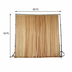 20ftx10ft Gold Chiffon Sequin Event Curtain Drapes, Dual Layer Photo Backdrop Event Panel