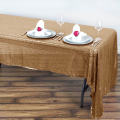 Sequin 60"x126" Rectangle Tablecloth Gold - Glittering Finish for Vibrant Celebrations