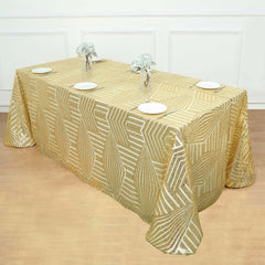 Sequin 90"x132" Rectangle Tablecloth Gold - Seamless Diamond Design for Upscale Events
