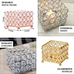 Metal Square Votive Tealight Holder Shiny Gold - Stylish Multipurpose Table Vase for Events 3"