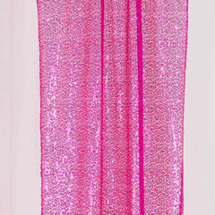 2 Pack Fuchsia Sequin Event Curtain Drapes with Rod Pockets, Seamless Backdrop Event Panels - 8ftx2ft