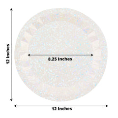 25-Pack Paper 12" Round Charger Plates in Iridescent with Geometric Prism Design - Disposable 400GSM Serving Trays