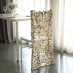 Sequin Chair Slipcover Big Payette Design for Chiavari Chairs Champagne - Glittering Chair Back Cover