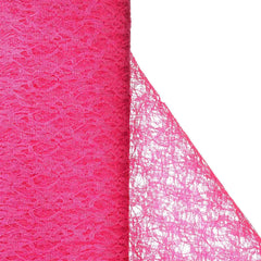 54"x15 Yards Fuchsia Floral Lace Shimmer Tulle Fabric Bolt