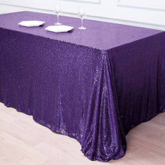 Sequin 90"x156" Rectangle Tablecloth Purple - Seamless Twinkling Table Cover