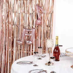 8ft Rose Gold Metallic Tinsel Foil Fringe Doorway Curtain Party Backdrop