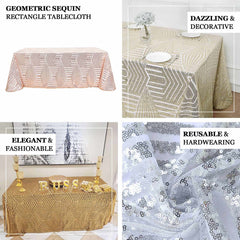 Sequin 90"x132" Rectangle Tablecloth Rose Gold - Seamless Diamond Table Cover