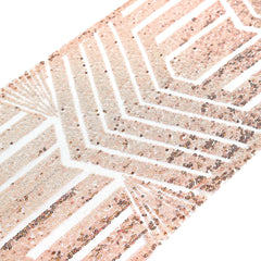 Sequin 12"x108" Table Runner Rose Gold - Diamond Glitz Design