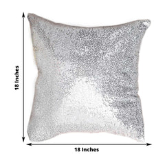 2 Pack 18" Silver Sequin Decorative Square Throw Pillow Cover