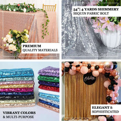 54"x4 Yards White Sequin Fabric Bolt, Sparkly DIY Craft Fabric Roll