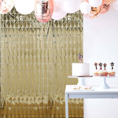 Shiny Champagne Metallic Foil Rectangle Curtain Party Backdrop Door Window Curtain - 3ftx6.5ft
