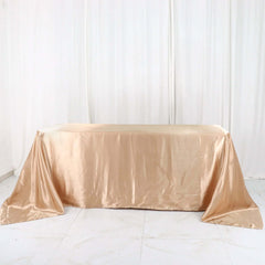 Satin Rectangular 90"x132" Tablecloth Nude Satin - Seamless Table Cover