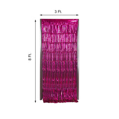 8ft Fuchsia Metallic Tinsel Foil Fringe Doorway Curtain Party Backdrop
