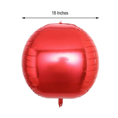 2 Pack 18" 4D Metallic Red Sphere Mylar Foil Helium or Air Balloons