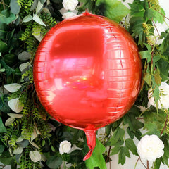 2 Pack 14" 4D Metallic Red Sphere Mylar Foil Helium or Air Balloons