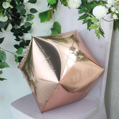 14" 4D Rose Gold Cube Shaped Mylar Foil Helium Air Balloons