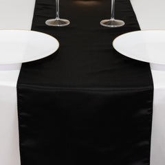 Lamour Satin 12"x108" Table Runner Black - Smooth & Lustrous Finish