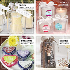 25 Pack 5"x4" Clear Plastic Heart Shaped Party Favor Boxes, Transparent Cupcake Candy Display Gift Boxes