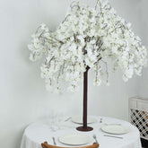Silk Artificial Cherry Blossom Tree White - Realistic Faux Indoor Sakura Flowers Wishing Tree with Detachable Metal Base for Gardens Parties & Receptions 5ft