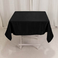 Lamour Satin 54"x54" Square Tablecloth Black - Durable & Silk-Like Table Cover for Weddings & Parties