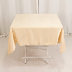 Lamour Satin 54"x54" Square Tablecloth Beige - Durable & Silk-Like Table Cover